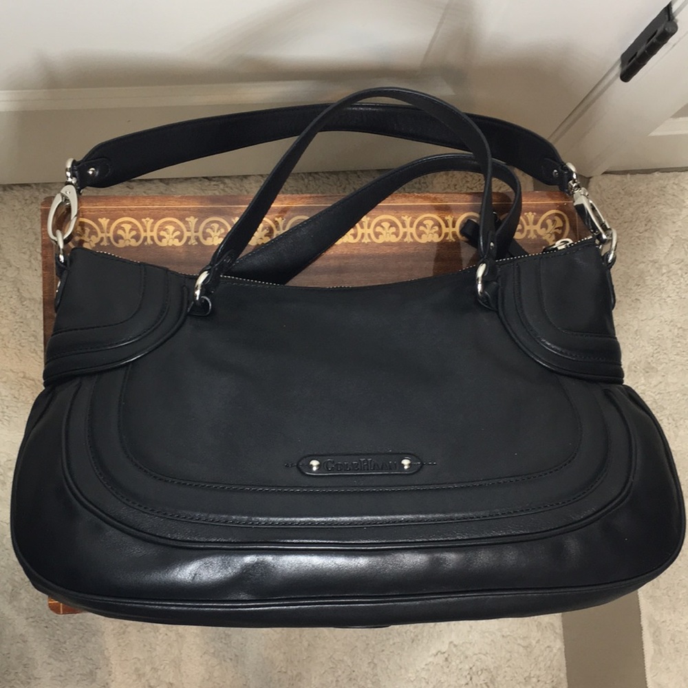 New Large Cole Haan Black Leather Shoulder Handbag